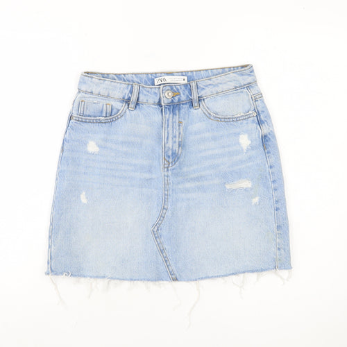 Zara Women's Blue Denim Mini Skirt - UK 8 S