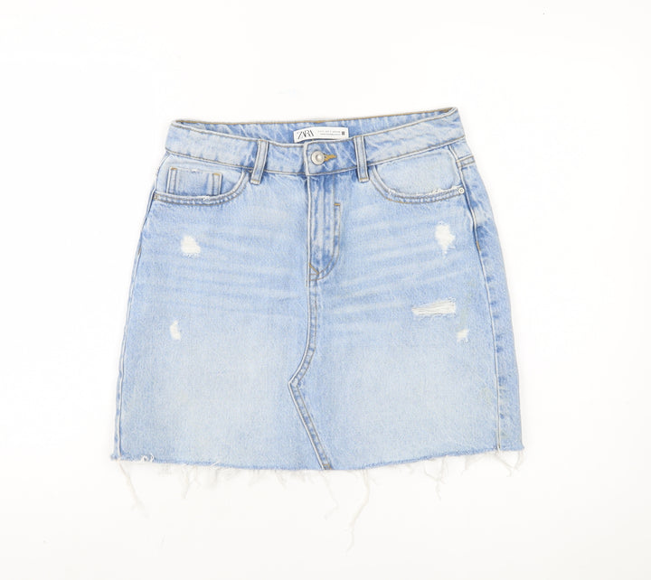 Zara Women's Blue Denim Mini Skirt - UK 8 S