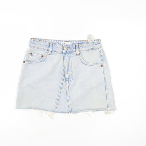 Zara Women's Blue Denim Mini Skirt Size 10 Casual