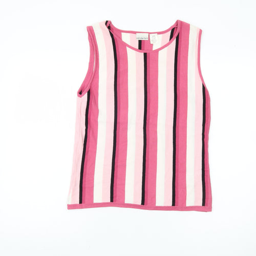 Gloria Vanderbilt Women's Pink Striped Tank Top M