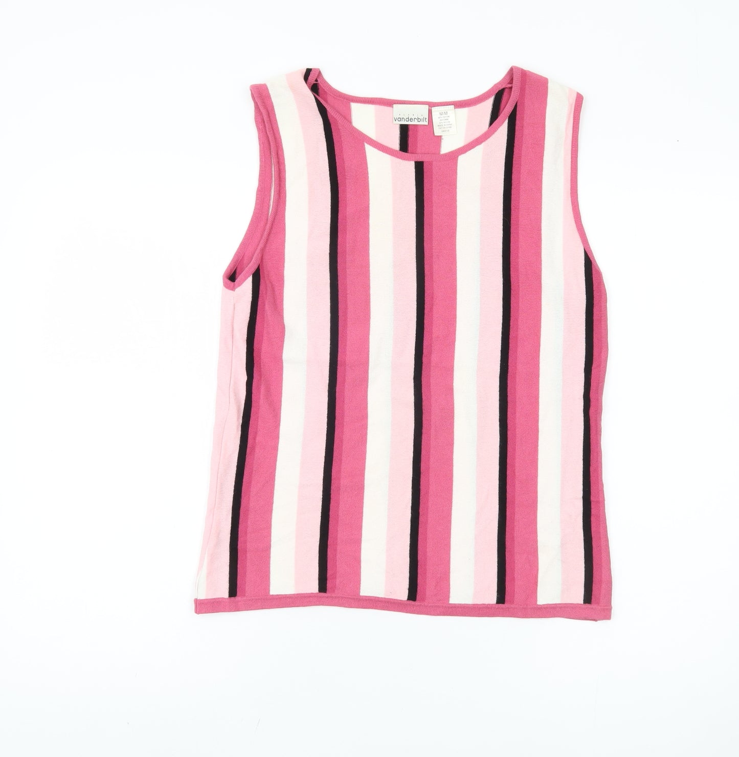 Gloria Vanderbilt Women's Pink Striped Tank Top M