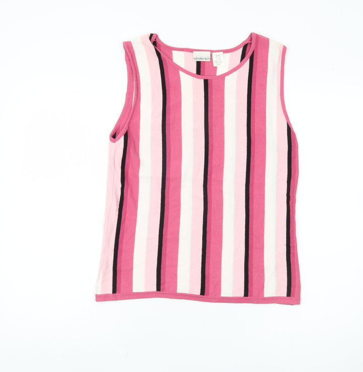 Gloria Vanderbilt Women's Pink Striped Tank Top M