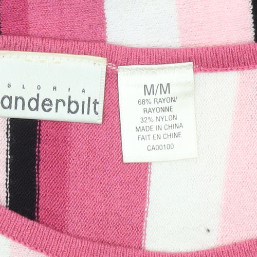 Gloria Vanderbilt Women's Pink Striped Tank Top M