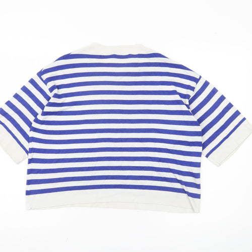 MNG Women's Blue Striped Pullover Jumper Size L