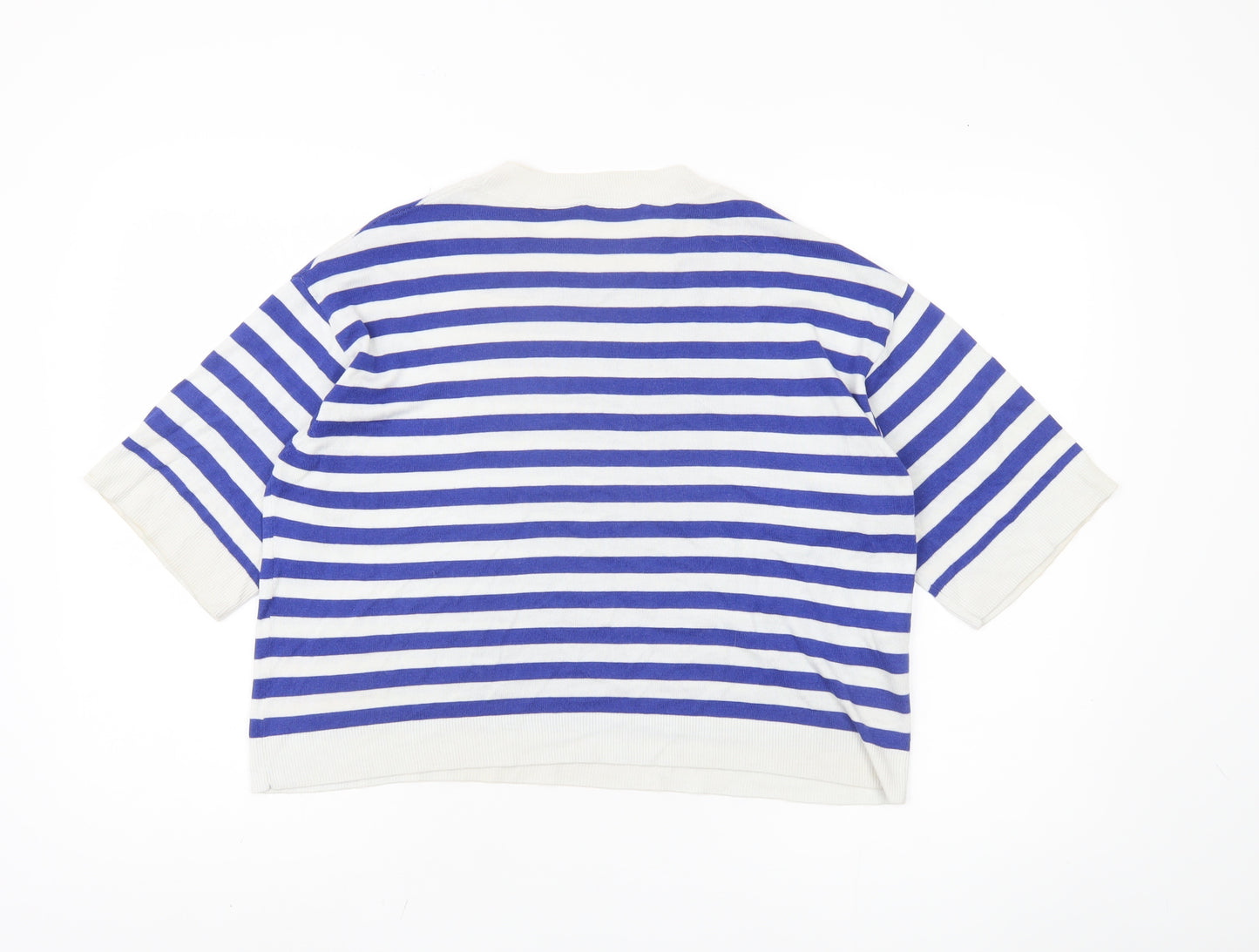 MNG Women's Blue Striped Pullover Jumper Size L