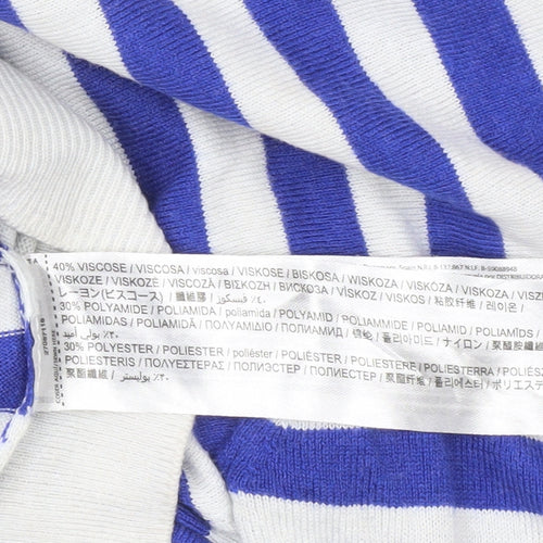 MNG Women's Blue Striped Pullover Jumper Size L
