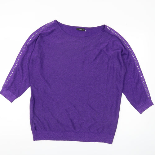 M&Co Women's Purple Studded Jumper Size 14