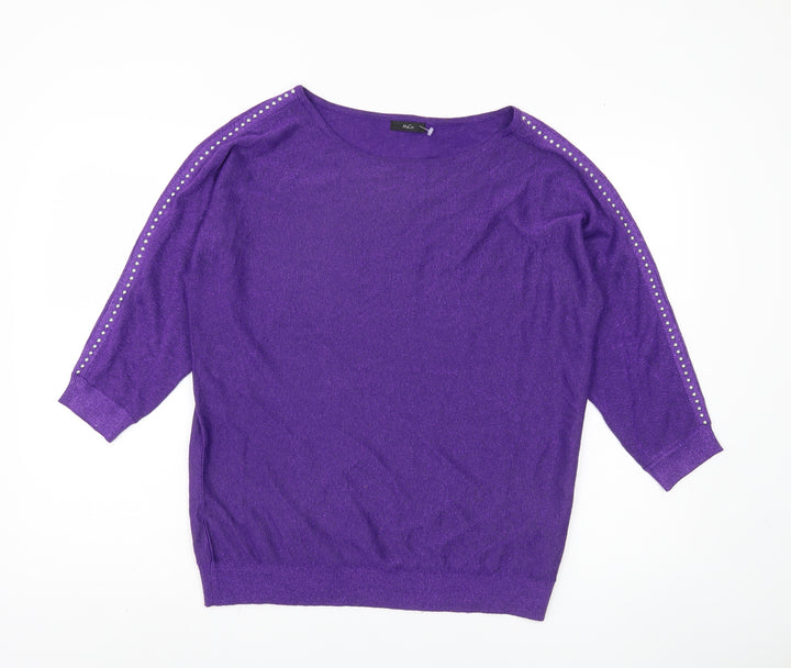 M&Co Women's Purple Studded Jumper Size 14