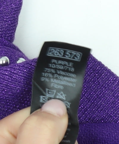 M&Co Women's Purple Studded Jumper Size 14