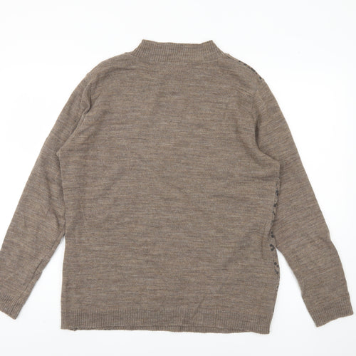 La Maison du Jersey Women's Brown Floral Knit Pullover, Size 18/20