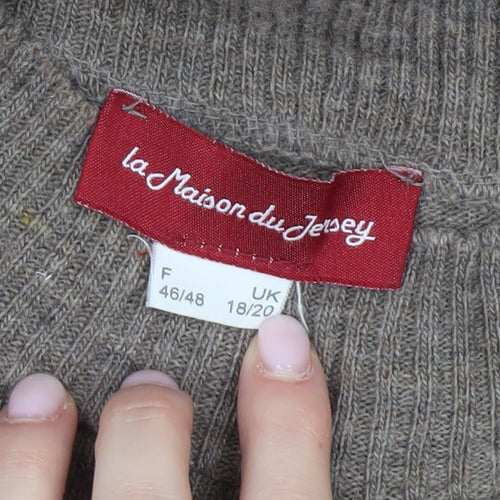 La Maison du Jersey Women's Brown Floral Knit Pullover, Size 18/20