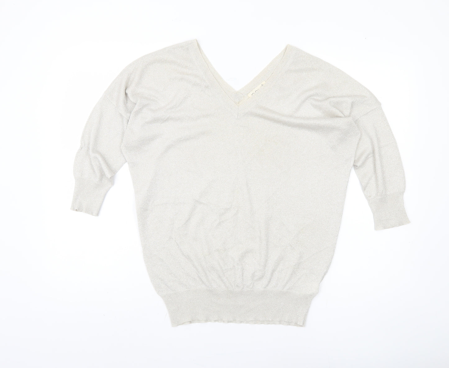 Next Women's Silver V-Neck Jumper Size 14