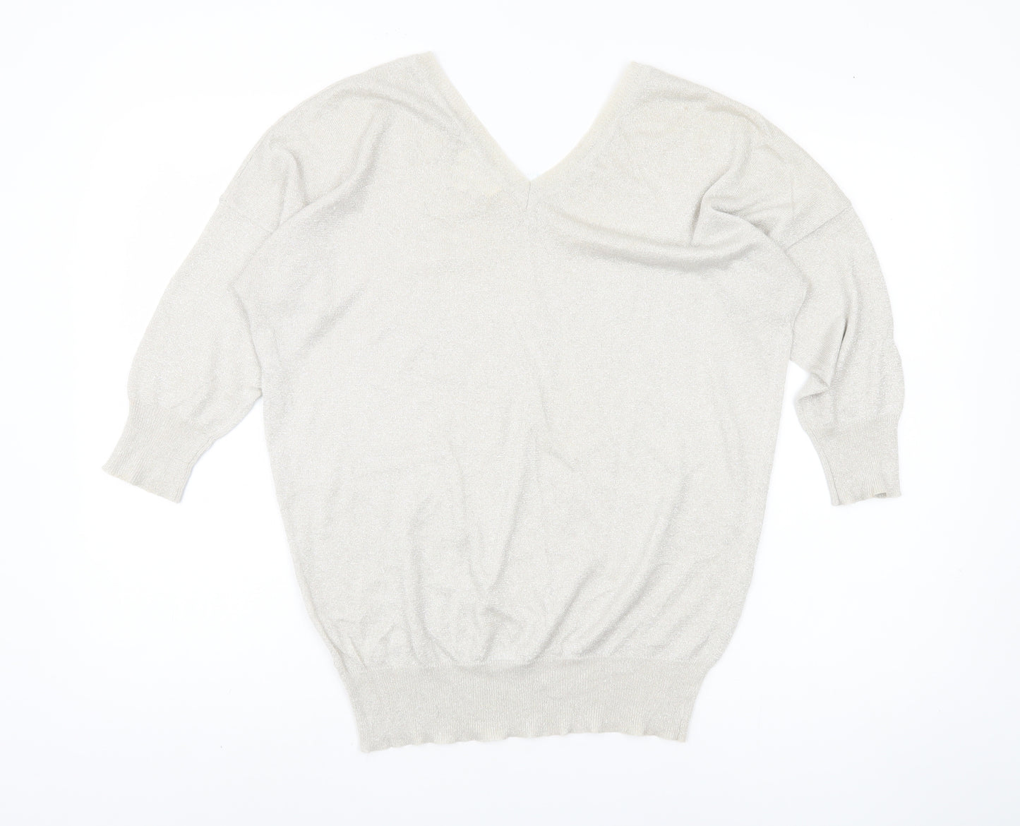 Next Women's Silver V-Neck Jumper Size 14