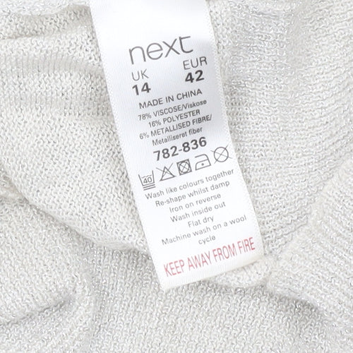 Next Women's Silver V-Neck Jumper Size 14