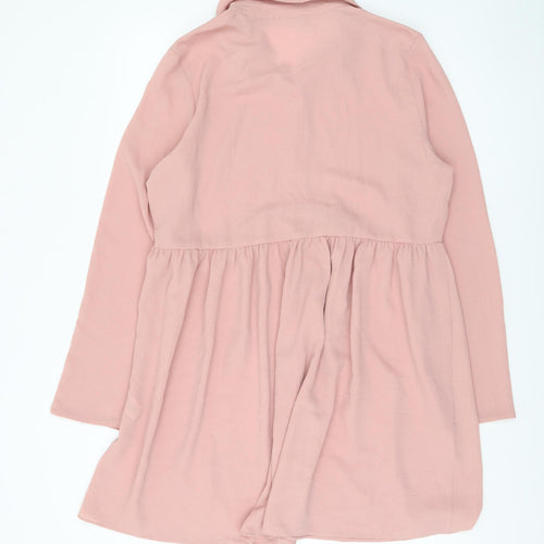 ASOS DESIGN Women's Pink Long Sleeve Collared Dress