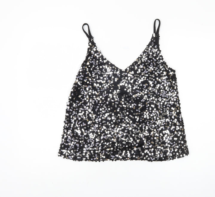 Next Women’s Black Sequin Camisole Tank Top Size 10