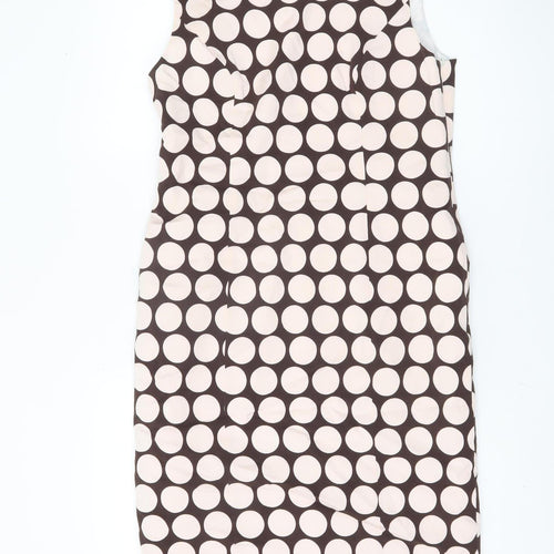 CC Petite Women's Brown Polka Dot Sheath Dress Size 8