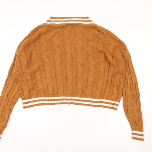Urban Classics Women's Brown XS V-Neck Pullover Jumper