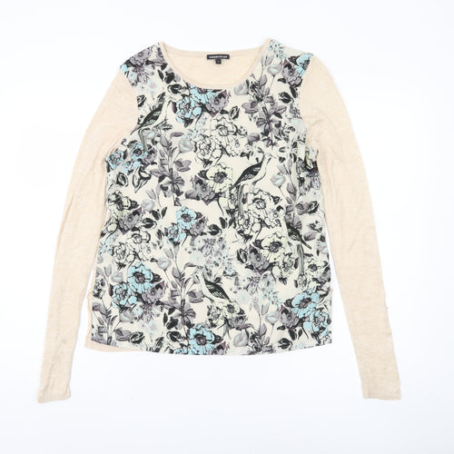 Warehouse Women's Beige Floral Pullover Jumper S
