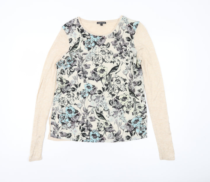 Warehouse Women's Beige Floral Pullover Jumper S