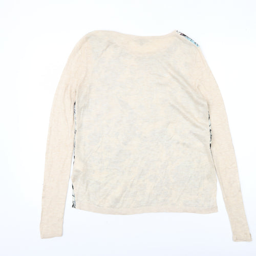 Warehouse Women's Beige Floral Pullover Jumper S