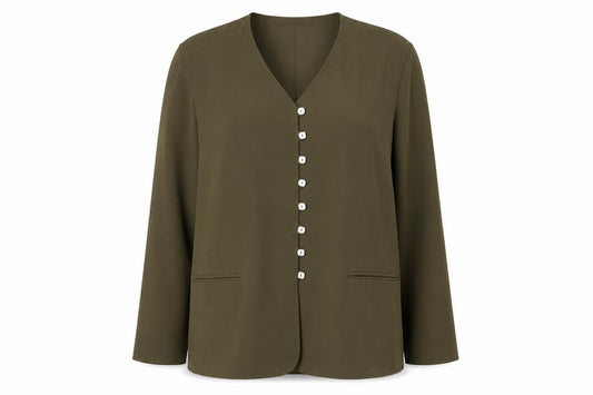 Front view of Planet Women's Green Button Jacket, size 14