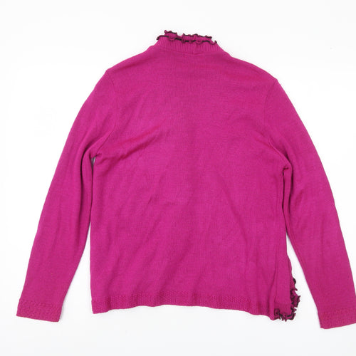 Keeno Women's Pink Cardigan M/L with Ruffle Accents