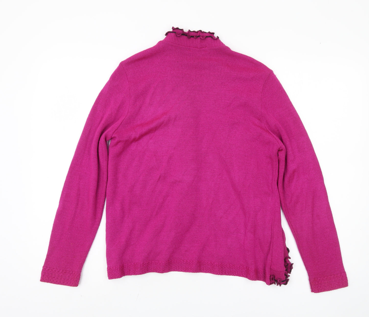 Keeno Women's Pink Cardigan M/L with Ruffle Accents