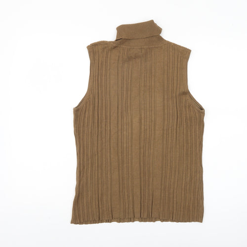 R.Q.T. Women's Brown Sleeveless Knit Roll Neck Vest XL