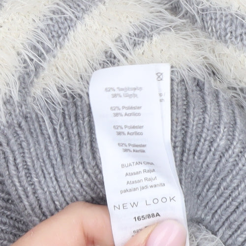 New Look Women's Grey Geometric Pullover Jumper Size 10