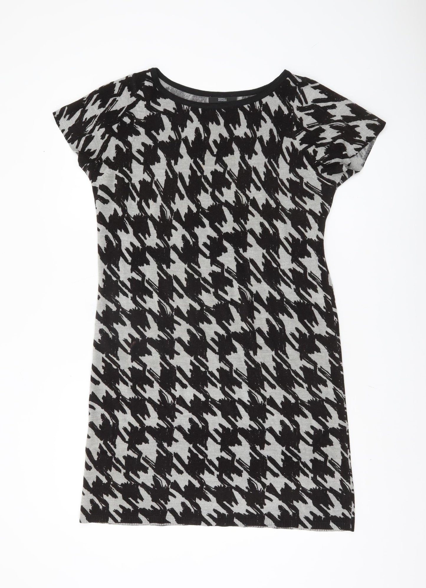 Marks and Spencer Women's Grey Houndstooth Dress Size 14