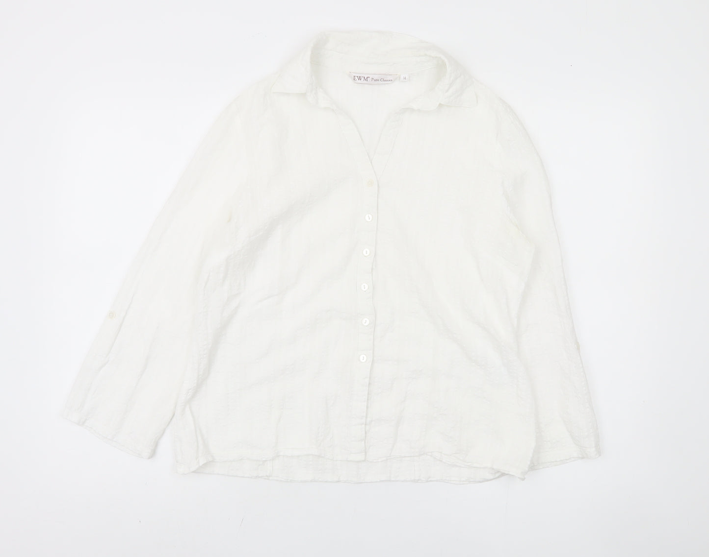 EWM Women's White Cotton Button-Up Shirt Size 14