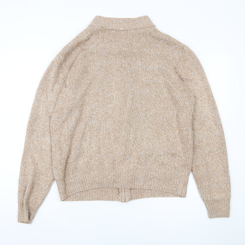 TOOTAL Men's Beige Full Zip Jumper, Size S, Collared