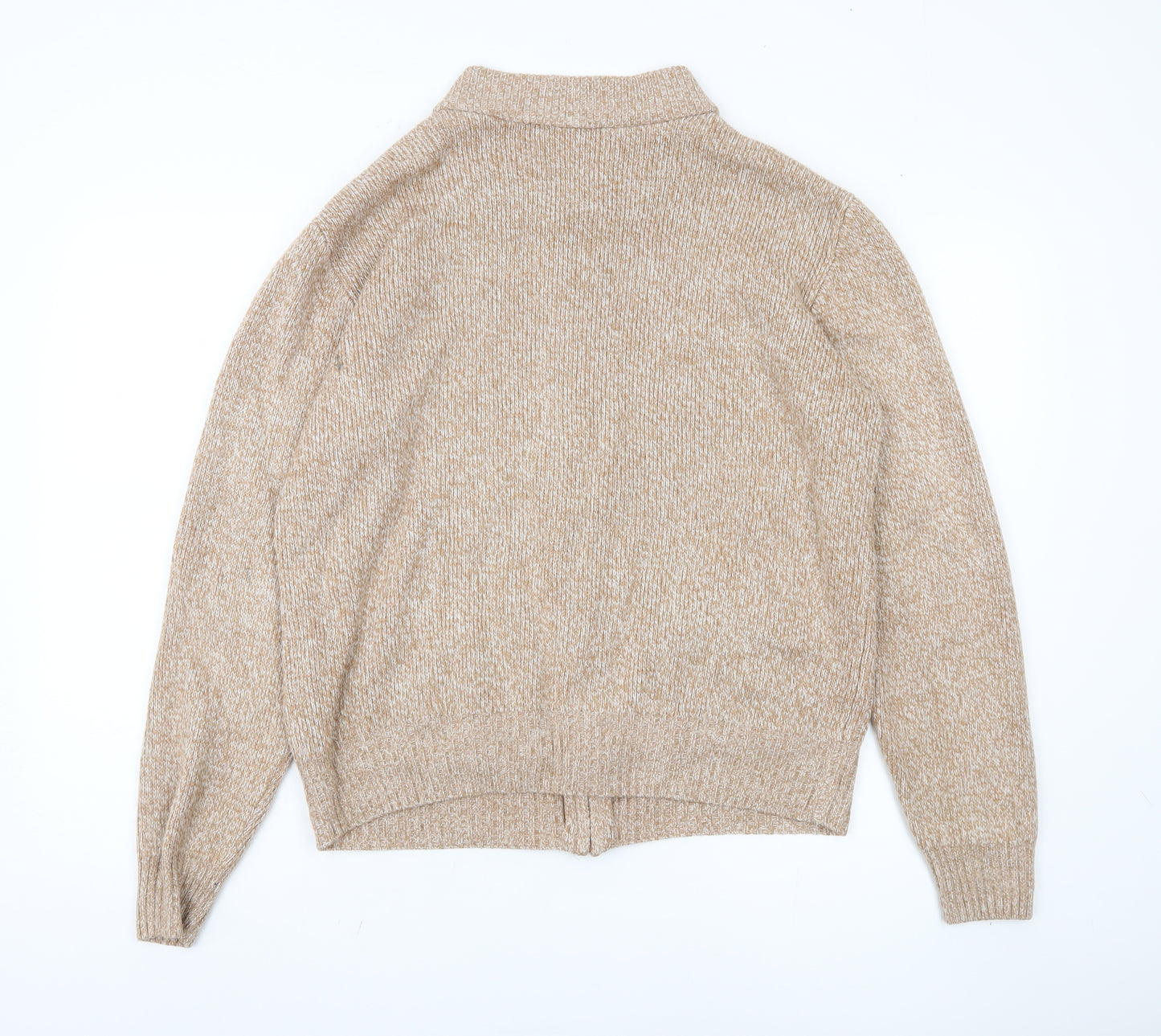 TOOTAL Men's Beige Full Zip Jumper, Size S, Collared