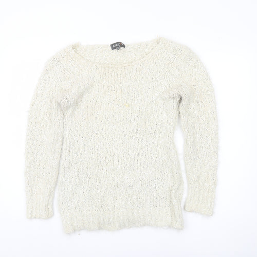 Apricot Women's Ivory Chunky Knit Pullover, M, Winter Jumper