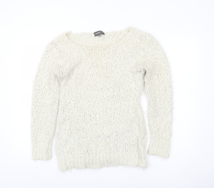 Apricot Women's Ivory Chunky Knit Pullover, M, Winter Jumper