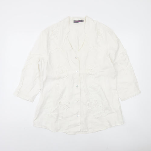 Shircket Women's White Linen Button-Up Shirt M