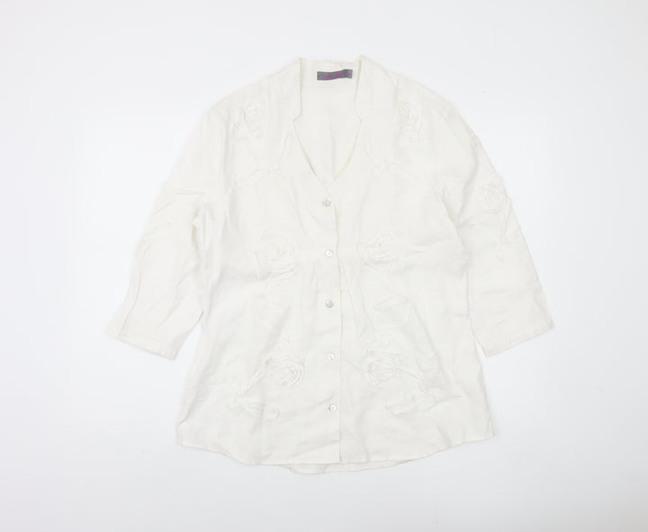 Shircket Women's White Linen Button-Up Shirt M