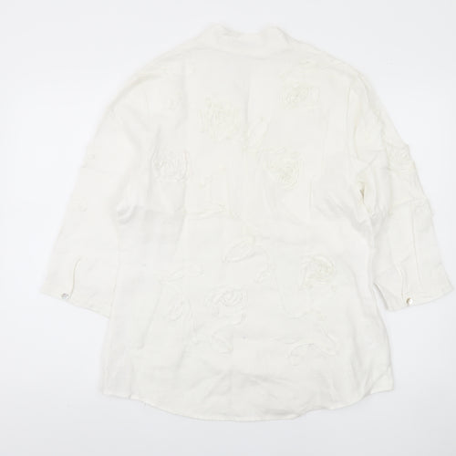Shircket Women's White Linen Button-Up Shirt M