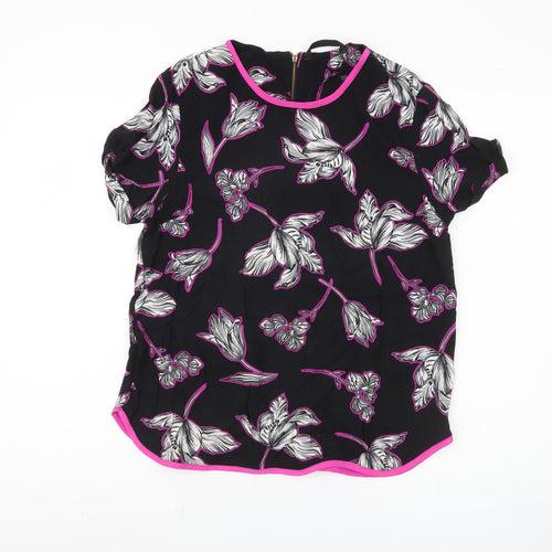 Dunnes Women's Black Floral Blouse, Size 14