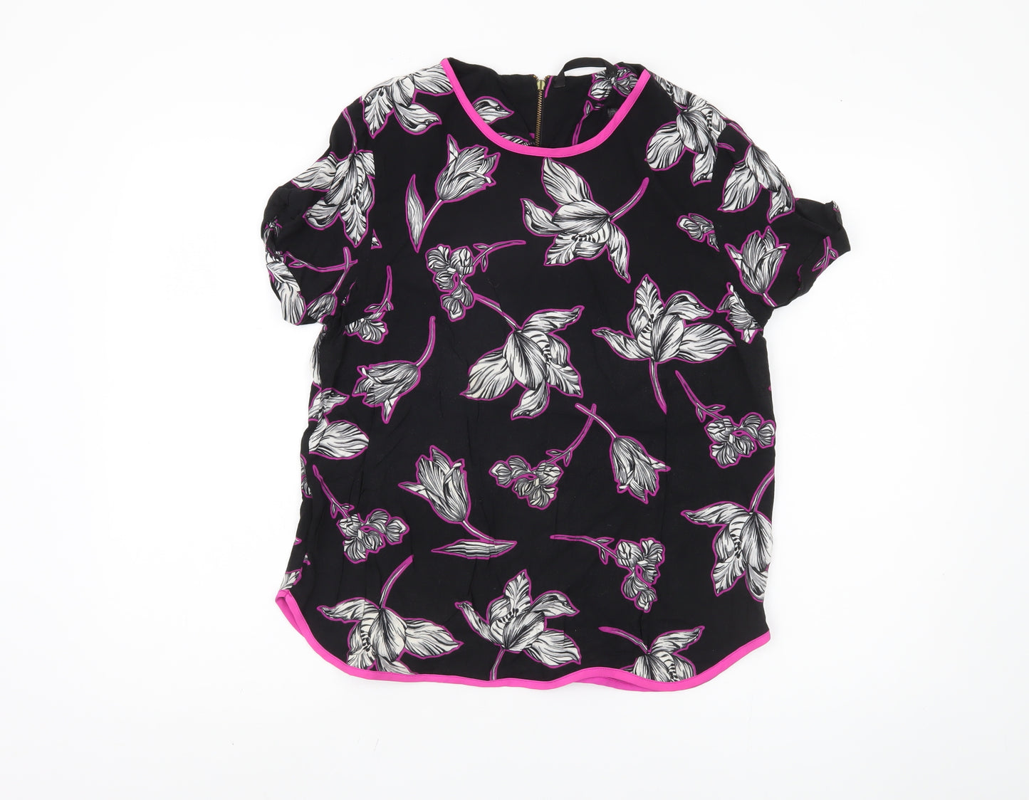 Dunnes Women's Black Floral Blouse, Size 14