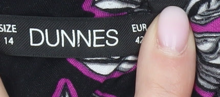 Dunnes Women's Black Floral Blouse, Size 14
