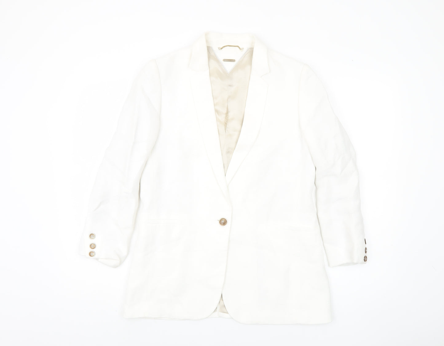 Massimo Dutti Women's White Blazer Size 12