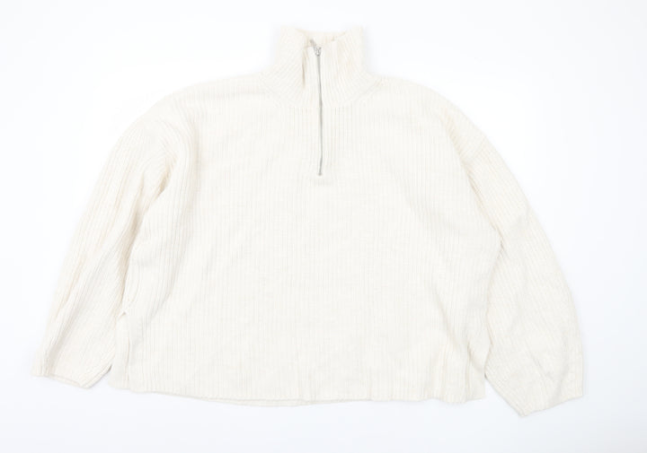 Marks and Spencer Women's White XL Chunky-Knit Pullover