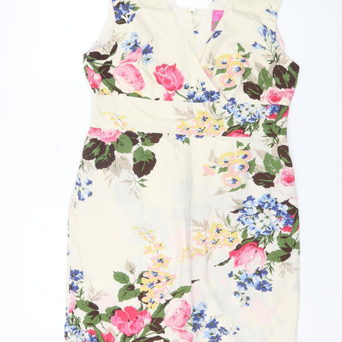 Joules Women's Floral V-Neck Dress Multicoloured Size 16