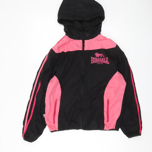 Lonsdale Women’s Black Pink Windbreaker Jacket Size 12