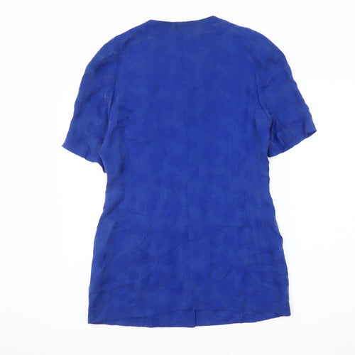 ARA Women's Blue V-Neck Button-Up Top, Size 8