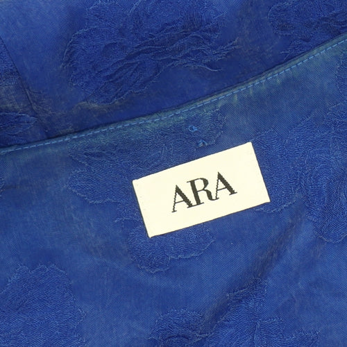 ARA Women's Blue V-Neck Button-Up Top, Size 8