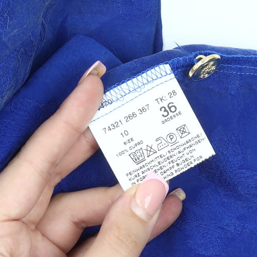 ARA Women's Blue V-Neck Button-Up Top, Size 8