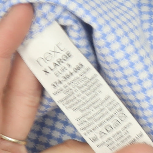 Next Men's Blue Check Short Sleeve Shirt XL